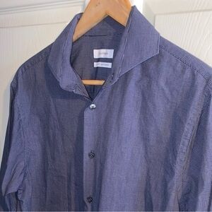 Calvin Klein Men's Blue Button Down Long Sleeve Shirt